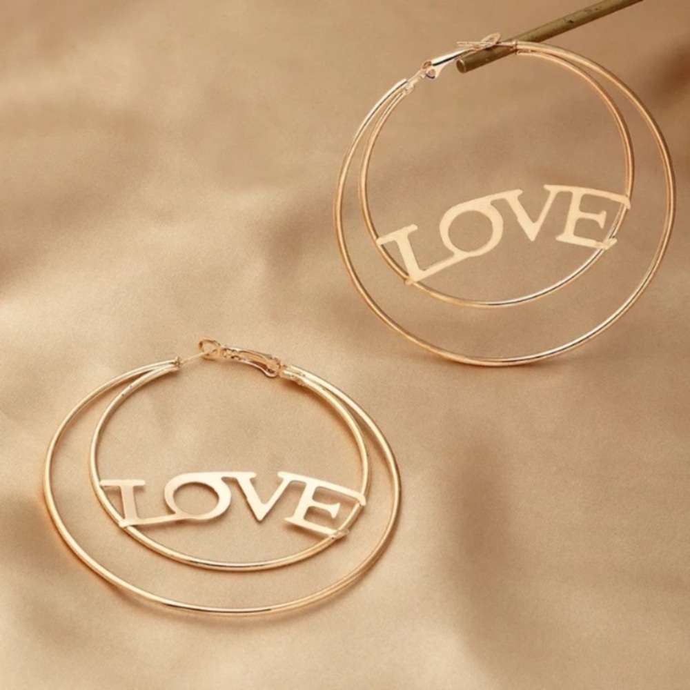 5 for $25 Love 14k Gold Plated Hoop Earrings